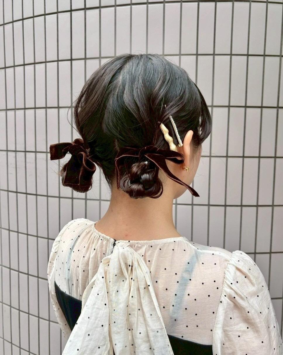 お団子ツインアレンジ🤍